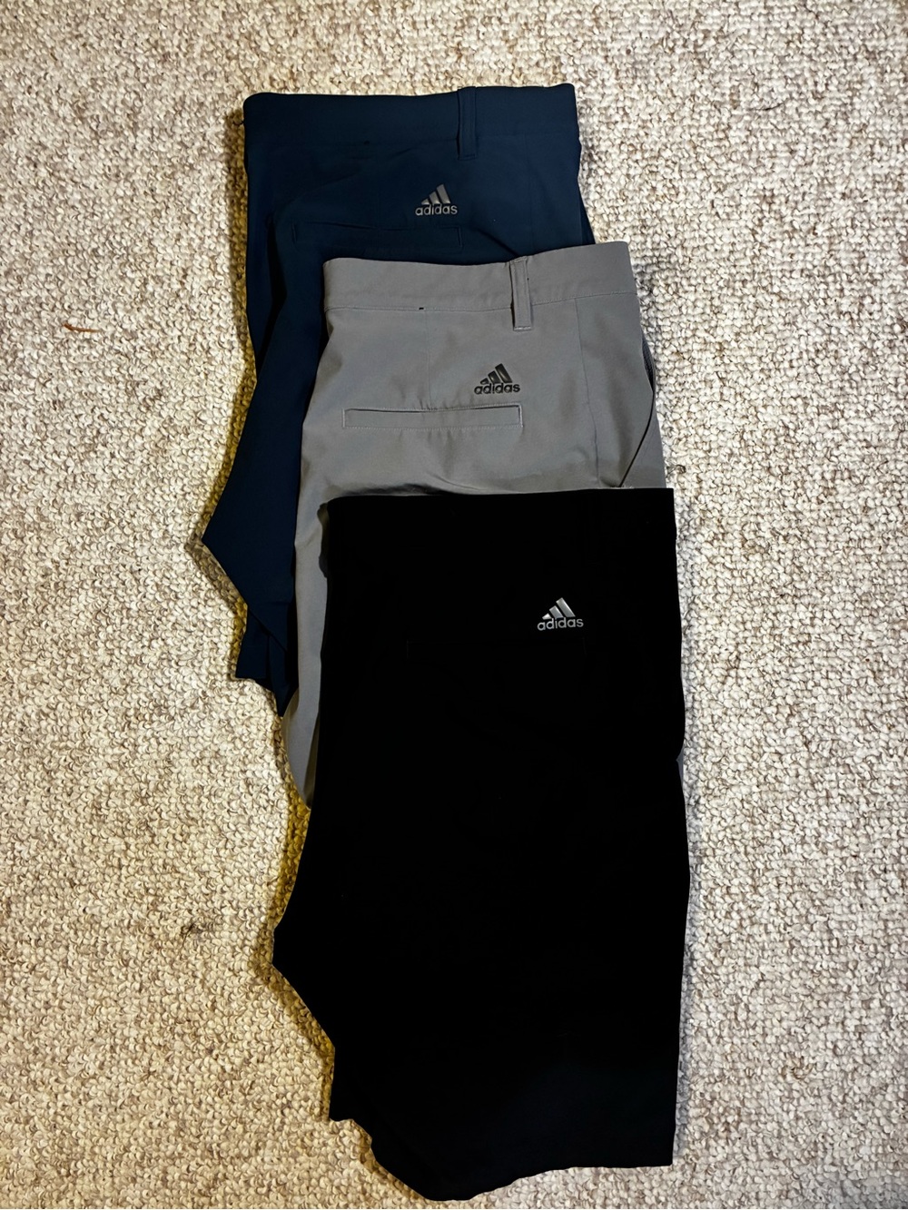 Adidas Ultimate 365 Golf Shorts in Navy, Gray, and Black - 3 Pairs